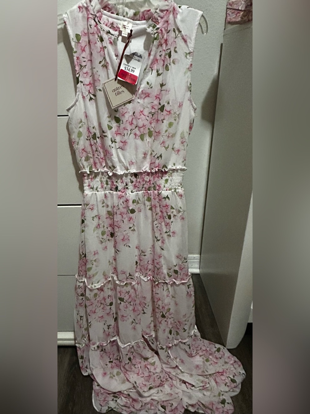 Floral Pink Maxi Dress with Smocked Waist